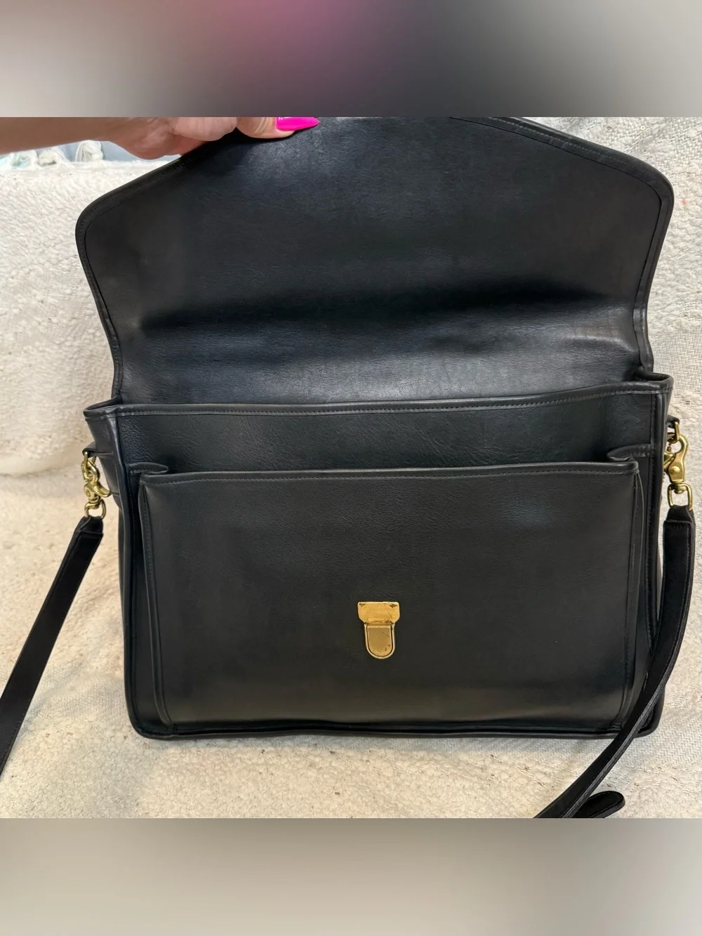 Vintage Coach Morgan black leather messenger bag briefcase crossbody US 1987-93
